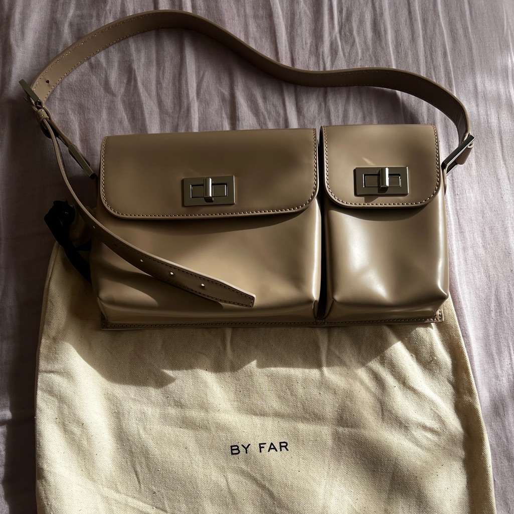 By Far Billy Beige Leather Shoulder Bag